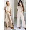 image:imageKumufenc Womens Knit 2 Piece Outfits Sleeveless Pullover Sweater Vest Tops Elastic Waisted Pants Loungwear Set