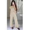 image:imageKumufenc Womens Knit 2 Piece Outfits Sleeveless Pullover Sweater Vest Tops Elastic Waisted Pants Loungwear Set