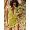image:imageKumufenc Womens Tie Front Tops with Short Skirts Summer Sleeveless 2 Piece Sets Beach Casual Crochet Coverups