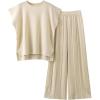 image:imageKumufenc Womens Knit 2 Piece Outfits Sleeveless Pullover Sweater Vest Tops Elastic Waisted Pants Loungwear Set