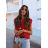 image:imageWomens Knit Vest Tops Sleeveless Cropped Chunky Sweater Vests Botton Down Lightweight Cardigan with PocketsRed