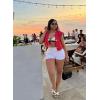 image:imageWomens Knit Vest Tops Sleeveless Cropped Chunky Sweater Vests Botton Down Lightweight Cardigan with PocketsRed