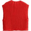 image:imageWomens Knit Vest Tops Sleeveless Cropped Chunky Sweater Vests Botton Down Lightweight Cardigan with PocketsRed