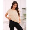 image:imageKumufenc Women Short Sleeve Workout Shirts Open Back Tops Casual Yoga Y2k Athletic Gym Slouchy Crop Running TeesApricot