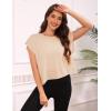 image:imageKumufenc Women Short Sleeve Workout Shirts Open Back Tops Casual Yoga Y2k Athletic Gym Slouchy Crop Running TeesApricot