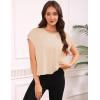image:imageKumufenc Women Short Sleeve Workout Shirts Open Back Tops Casual Yoga Y2k Athletic Gym Slouchy Crop Running TeesApricot