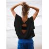 image:imageKumufenc Women Short Sleeve Workout Shirts Open Back Tops Casual Yoga Y2k Athletic Gym Slouchy Crop Running TeesBlack