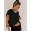 image:imageKumufenc Women Short Sleeve Workout Shirts Open Back Tops Casual Yoga Y2k Athletic Gym Slouchy Crop Running TeesBlack