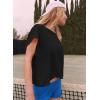 image:imageKumufenc Women Short Sleeve Workout Shirts Open Back Tops Casual Yoga Y2k Athletic Gym Slouchy Crop Running TeesBlack