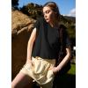 image:imageKumufenc Women Short Sleeve Workout Shirts Open Back Tops Casual Yoga Y2k Athletic Gym Slouchy Crop Running TeesBlack