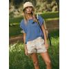 image:imageKumufenc Women Short Sleeve Workout Shirts Open Back Tops Casual Yoga Y2k Athletic Gym Slouchy Crop Running TeesBlue