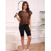 image:imageKumufenc Women Short Sleeve Workout Shirts Open Back Tops Casual Yoga Y2k Athletic Gym Slouchy Crop Running TeesCoffee