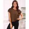 image:imageKumufenc Women Short Sleeve Workout Shirts Open Back Tops Casual Yoga Y2k Athletic Gym Slouchy Crop Running TeesCoffee