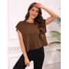 image:imageKumufenc Women Short Sleeve Workout Shirts Open Back Tops Casual Yoga Y2k Athletic Gym Slouchy Crop Running TeesCoffee
