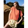 image:imageKumufenc Women Short Sleeve Workout Shirts Open Back Tops Casual Yoga Y2k Athletic Gym Slouchy Crop Running TeesCoral