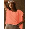 image:imageKumufenc Women Short Sleeve Workout Shirts Open Back Tops Casual Yoga Y2k Athletic Gym Slouchy Crop Running TeesCoral
