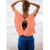 image:imageKumufenc Women Short Sleeve Workout Shirts Open Back Tops Casual Yoga Y2k Athletic Gym Slouchy Crop Running TeesCoral