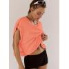 image:imageKumufenc Women Short Sleeve Workout Shirts Open Back Tops Casual Yoga Y2k Athletic Gym Slouchy Crop Running TeesCoral
