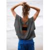 image:imageKumufenc Women Short Sleeve Workout Shirts Open Back Tops Casual Yoga Y2k Athletic Gym Slouchy Crop Running TeesDark Grey