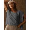 image:imageKumufenc Women Short Sleeve Workout Shirts Open Back Tops Casual Yoga Y2k Athletic Gym Slouchy Crop Running TeesDark Grey