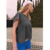 image:imageKumufenc Women Short Sleeve Workout Shirts Open Back Tops Casual Yoga Y2k Athletic Gym Slouchy Crop Running TeesDark Grey