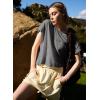 image:imageKumufenc Women Short Sleeve Workout Shirts Open Back Tops Casual Yoga Y2k Athletic Gym Slouchy Crop Running TeesDark Grey