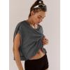 image:imageKumufenc Women Short Sleeve Workout Shirts Open Back Tops Casual Yoga Y2k Athletic Gym Slouchy Crop Running TeesDark Grey