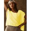 image:imageKumufenc Women Short Sleeve Workout Shirts Open Back Tops Casual Yoga Y2k Athletic Gym Slouchy Crop Running TeesDeep Yellow