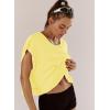 image:imageKumufenc Women Short Sleeve Workout Shirts Open Back Tops Casual Yoga Y2k Athletic Gym Slouchy Crop Running TeesDeep Yellow