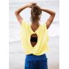 image:imageKumufenc Women Short Sleeve Workout Shirts Open Back Tops Casual Yoga Y2k Athletic Gym Slouchy Crop Running TeesDeep Yellow