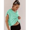image:imageKumufenc Women Short Sleeve Workout Shirts Open Back Tops Casual Yoga Y2k Athletic Gym Slouchy Crop Running TeesGreen
