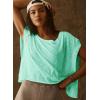 image:imageKumufenc Women Short Sleeve Workout Shirts Open Back Tops Casual Yoga Y2k Athletic Gym Slouchy Crop Running TeesGreen