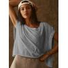 image:imageKumufenc Women Short Sleeve Workout Shirts Open Back Tops Casual Yoga Y2k Athletic Gym Slouchy Crop Running TeesGrey