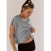 image:imageKumufenc Women Short Sleeve Workout Shirts Open Back Tops Casual Yoga Y2k Athletic Gym Slouchy Crop Running TeesGrey