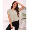 image:imageKumufenc Women Short Sleeve Workout Shirts Open Back Tops Casual Yoga Y2k Athletic Gym Slouchy Crop Running TeesLightbrown