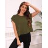 image:imageKumufenc Women Short Sleeve Workout Shirts Open Back Tops Casual Yoga Y2k Athletic Gym Slouchy Crop Running TeesOlive