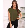 image:imageKumufenc Women Short Sleeve Workout Shirts Open Back Tops Casual Yoga Y2k Athletic Gym Slouchy Crop Running TeesOlive