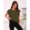 image:imageKumufenc Women Short Sleeve Workout Shirts Open Back Tops Casual Yoga Y2k Athletic Gym Slouchy Crop Running TeesOlive