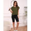 image:imageKumufenc Women Short Sleeve Workout Shirts Open Back Tops Casual Yoga Y2k Athletic Gym Slouchy Crop Running TeesOlive