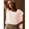 image:imageKumufenc Women Short Sleeve Workout Shirts Open Back Tops Casual Yoga Y2k Athletic Gym Slouchy Crop Running TeesPink