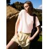 image:imageKumufenc Women Short Sleeve Workout Shirts Open Back Tops Casual Yoga Y2k Athletic Gym Slouchy Crop Running TeesPink