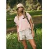 image:imageKumufenc Women Short Sleeve Workout Shirts Open Back Tops Casual Yoga Y2k Athletic Gym Slouchy Crop Running TeesPink