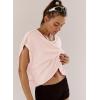 image:imageKumufenc Women Short Sleeve Workout Shirts Open Back Tops Casual Yoga Y2k Athletic Gym Slouchy Crop Running TeesPink
