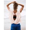 image:imageKumufenc Women Short Sleeve Workout Shirts Open Back Tops Casual Yoga Y2k Athletic Gym Slouchy Crop Running TeesPink