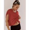 image:imageKumufenc Women Short Sleeve Workout Shirts Open Back Tops Casual Yoga Y2k Athletic Gym Slouchy Crop Running TeesRed