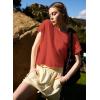 image:imageKumufenc Women Short Sleeve Workout Shirts Open Back Tops Casual Yoga Y2k Athletic Gym Slouchy Crop Running TeesRed