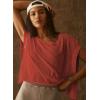 image:imageKumufenc Women Short Sleeve Workout Shirts Open Back Tops Casual Yoga Y2k Athletic Gym Slouchy Crop Running TeesRed