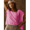 image:imageKumufenc Women Short Sleeve Workout Shirts Open Back Tops Casual Yoga Y2k Athletic Gym Slouchy Crop Running TeesRose Red