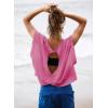 image:imageKumufenc Women Short Sleeve Workout Shirts Open Back Tops Casual Yoga Y2k Athletic Gym Slouchy Crop Running TeesRose Red