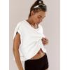 image:imageKumufenc Women Short Sleeve Workout Shirts Open Back Tops Casual Yoga Y2k Athletic Gym Slouchy Crop Running TeesWhite